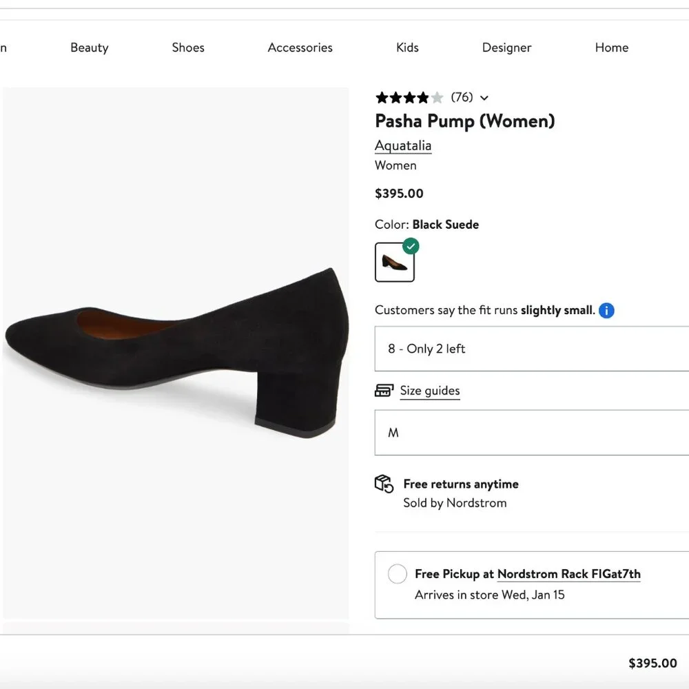 Black Suede Shoes Pasha Pump, Size 10.5